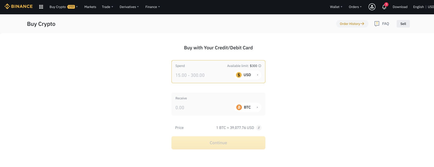 how to buy bitcoin on binance